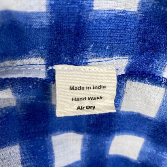 SZ Blockprints Priya Dress Size L London Blue Gingham Cotton Casual Tuckernuck - Picture 12 of 14